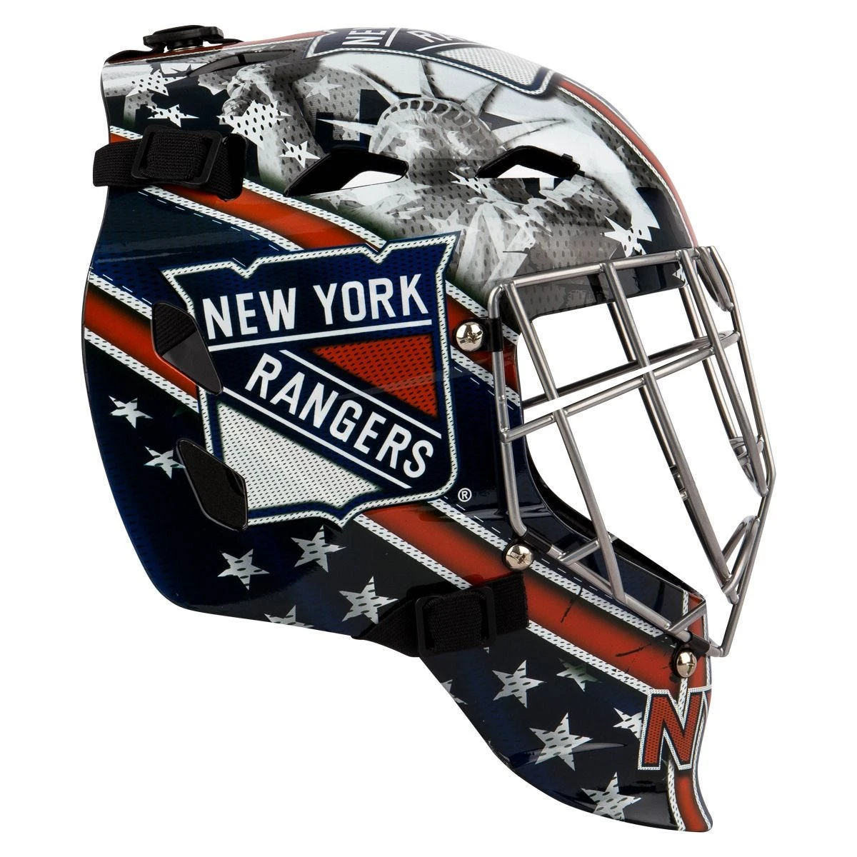 Franklin GFM 1500 New York Rangers Goalie Face Mask 2 Franklin GFM 1500 New York Rangers Goalie Face Mask - Image 2