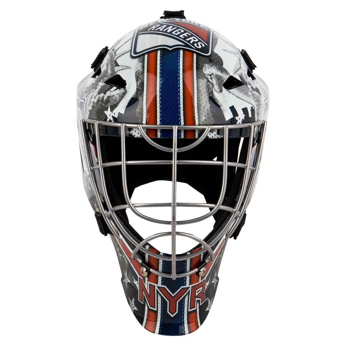 Franklin GFM 1500 New York Rangers Goalie Face Mask 3 Franklin GFM 1500 New York Rangers Goalie Face Mask - Image 3