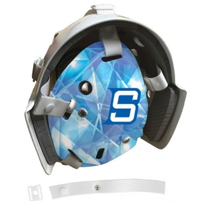 Blue Sports 5 Point Goal Mask Open Back Plate Strap 1 Blue Sports 5 Point Goal Mask Open Back Plate Strap